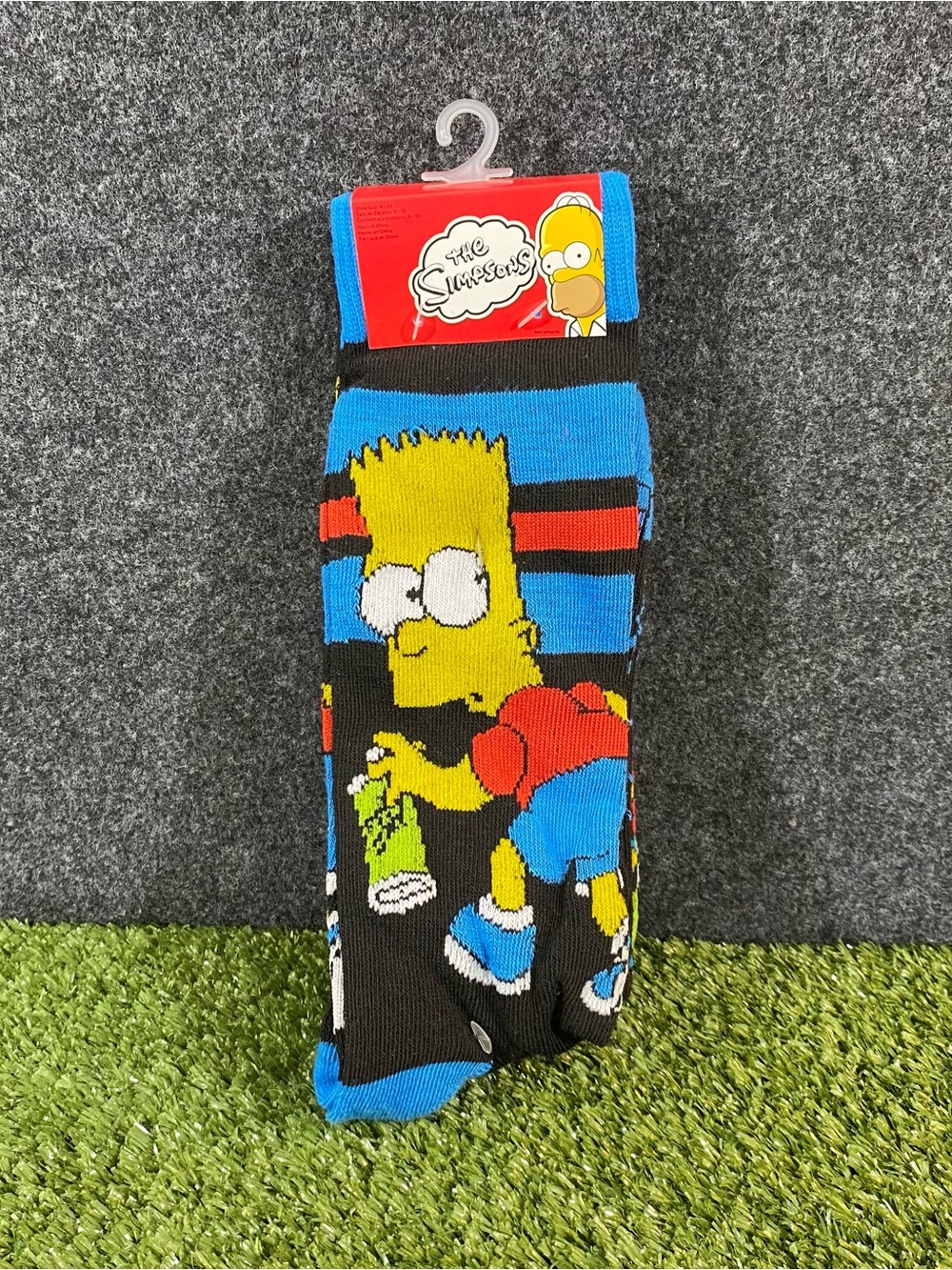 The Simpsons Bart Simpson Skateboarding Mens Crew Socks Black 2 Pair Novelty Fun